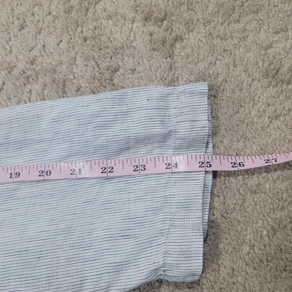 Eileen Fisher M Linen Striped Zip Top Roll Tab Sleeve Blouse - Picture 10 of 11